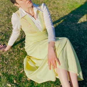 Patricia Yellow 1970s Retro Spring Maxi Dress